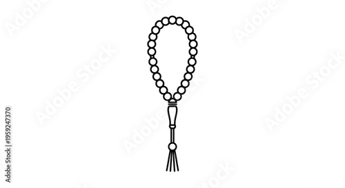 Islamic Prayer Beads (Tasbih) Icon, Rosary Beads for Meditation and Devotion