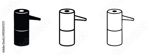 Isometric soap dispenser or pump bottle icon set for hygiene and liquid products