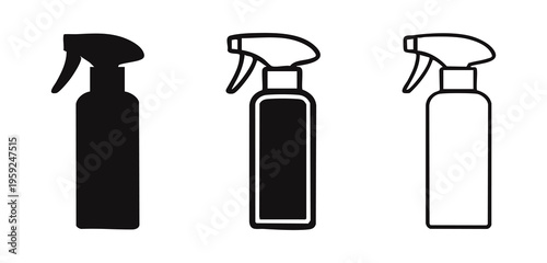 Spray Bottle or Sprayer Cleaning Product Icon Set