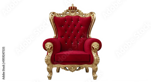 Luxurious red and gold ornate throne chair