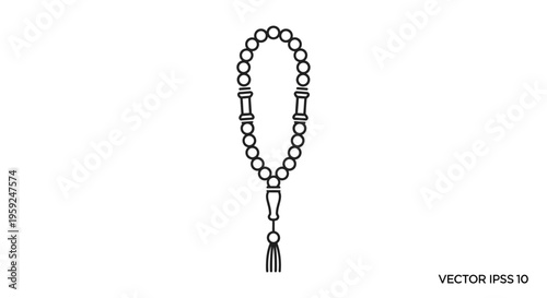 Islamic Prayer Beads Rosary Tasbih - Simple Line Art Icon