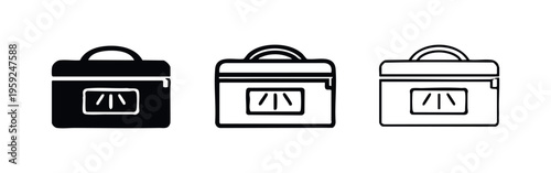 Rice cooker or electric food steamer icon set. Kitchen device for healthy cooking, vector illustration.