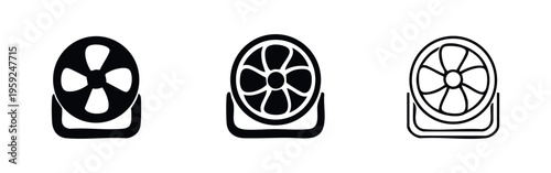 Electric Table Fan Icon Set
