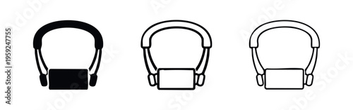 Over-Ear Headphones Icons Set. Minimalist Audio Device Vector Collection on White Background.