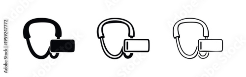 Virtual Reality Headset Icons Set. VR Goggles Technology Vector on White Background.