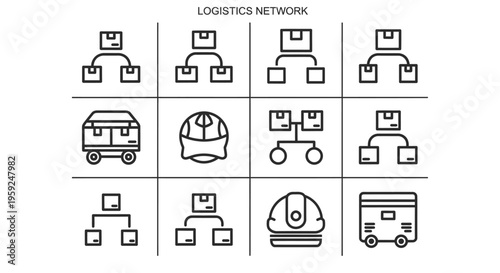 Logistics and Supply Chain Network Illustration with Connected Icons