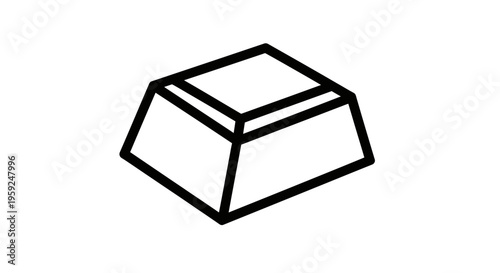 Isolated black and white isometric keyboard key icon on white background