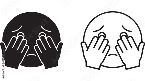 Sad face with hands covering eyes