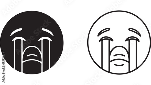 Sad face icon with tears