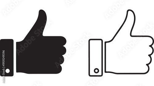 Thumbs up icon set with transparent background