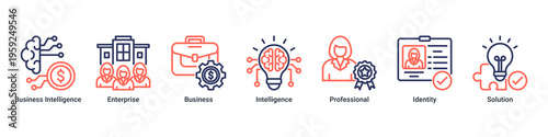 Enterprise Intelligence web banner icon vector illustration with Business Intelligence,Enterprise,Business,Intelligence,Professional,Identity,and Solution