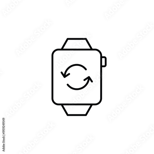 Refresh arrows on smart watch. System update, software upload and installation. Pixel perfect, editable stroke vector icon