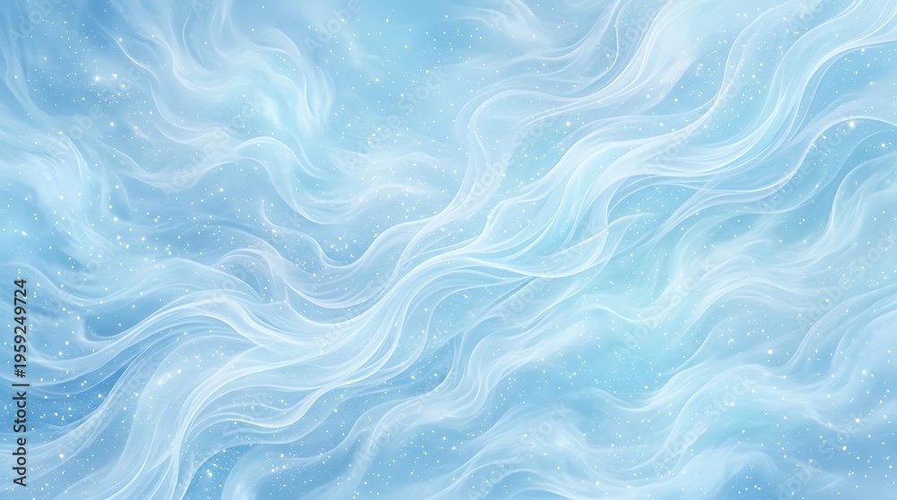 Fototapeta premium Abstract blue and white wavy pattern with sparkling highlights