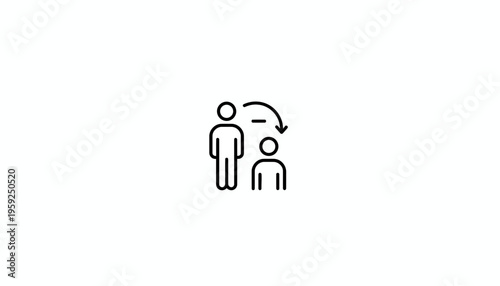 Icon of a person reducing another person's size, concept of diminishing influence or power
