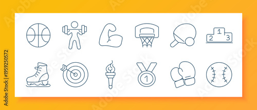 Hunting set icon. Rifle weapon, navigation map, wild boar, flying bird, headphones gear, hunting knife, compass direction, hunter figure, tracking dog, gps device, wolf howl, backpack equipment