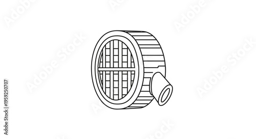 Industrial Fan Blower Vent - Line Art Illustration