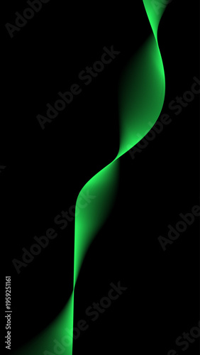 Abstract green wave lines on black background