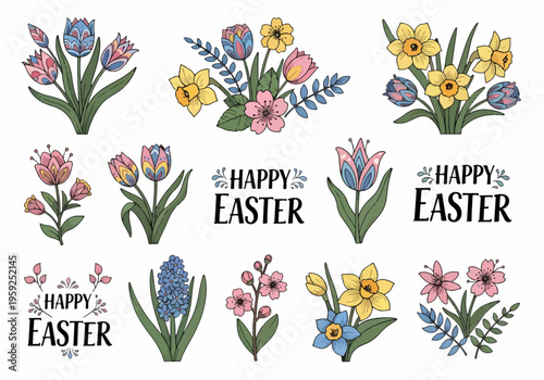 Artistic floral patterns inspired by springtime celebrating Easter with lively decorative elements