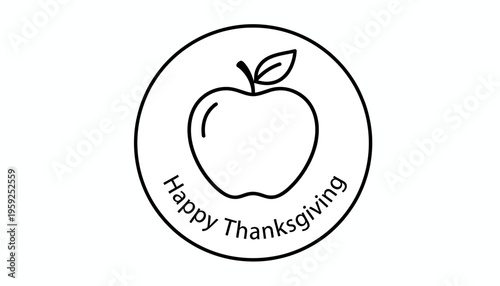 Happy Thanksgiving Apple Icon Circle Stamp