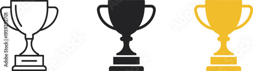 Trophy cup icon, victory and achievement symbol, success award sign, winning business goals, sports competitions, performance ranking, motivation design, vector illustration