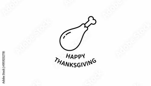 Happy Thanksgiving Icon: Turkey Leg with Text