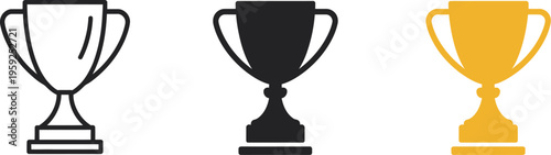Trophy cup icon, victory achievement symbol, success award vector, winning business goals, sports competition, performance ranking, motivation concept illustration
