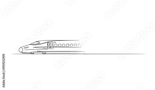Minimal high speed train side view motion line art vector illustration