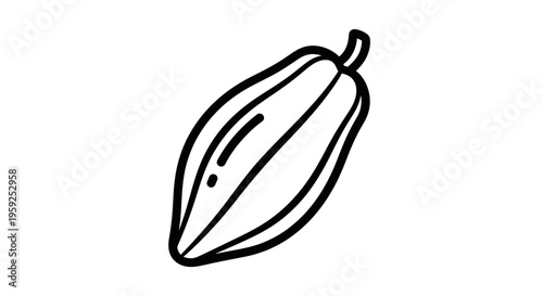 Hand Drawn Cocoa Pod Icon, Cacao Bean Outline, Organic Food Ingredient Vector
