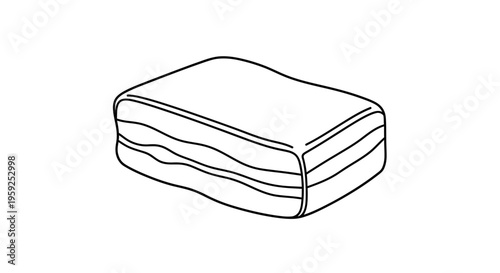 Hand drawn illustration of a bar of soap, simple line art, isolated on white background.