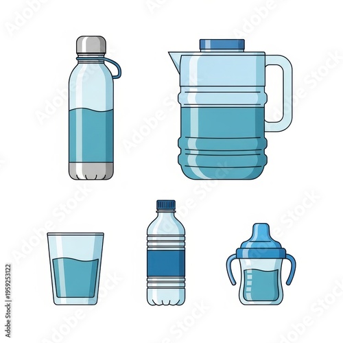 Water Container Icon Set
