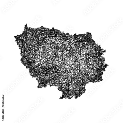 Sketch Ile-de-France outline map design