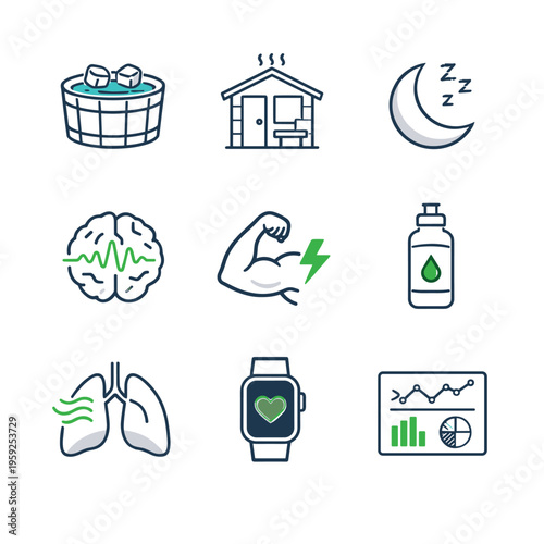 Health and Wellness Icon Set for Fitness Enthusiasts