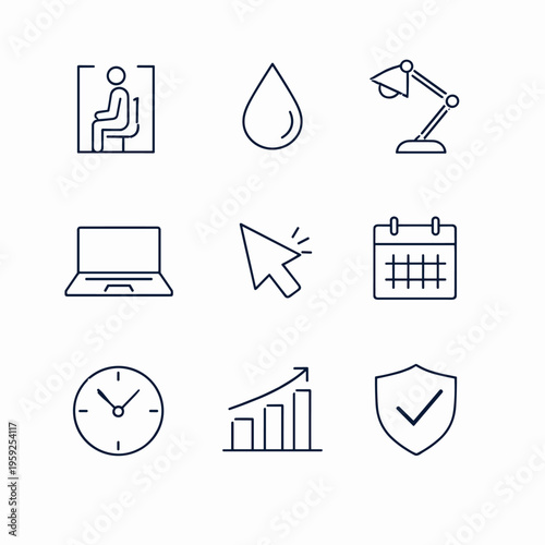 Minimalist Home Office Icons Collection for Productivity