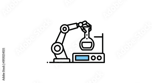 Industrial robotic arm in laboratory setting.