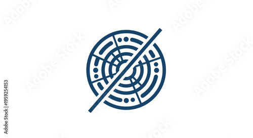 Circular maze icon with line through.