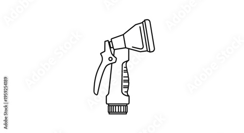 Garden Hose Nozzle Spray Gun Icon, Water Sprayer Tool Line Art