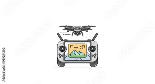 Drone controller with map on screen.