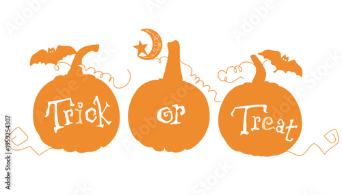 Halloween pumpkin icon illustration with trick or treat text