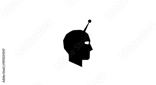 Black silhouette of a robotic head.