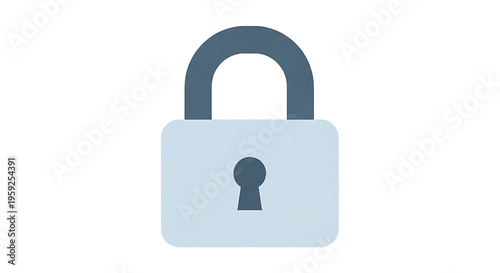 Secure lock icon with keyhole on white background for safety and protection concepts
