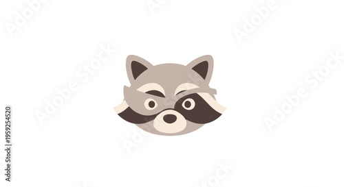 A cute cartoon raccoon face illustration.