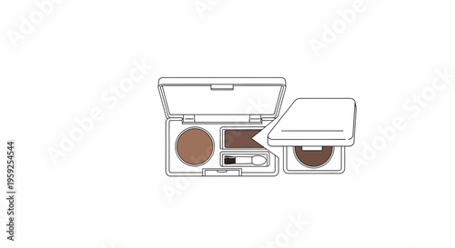 Eyebrow makeup palette with brush and mirror, cosmetic product for beauty and grooming