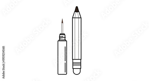 Eyeliner Pencil and Liquid Eyeliner Bottle with Applicator Brush, Beauty Makeup Tools