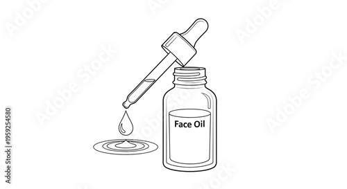 Face Oil Dropper Bottle with Dripping Liquid, Skincare Beauty Product, Cosmetic Serum