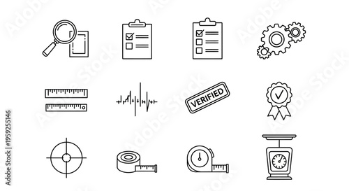 Set of Technical and Office Icons for Business and Workflow Representation