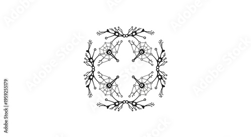 Intricate black and white floral design.