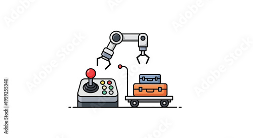 Industrial robotic arm with control panel.