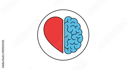heart and brain in a circle.