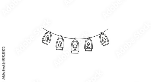a string of lanterns hanging from a line.