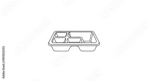 Empty Divided Tray, Food Container, Compartment Meal Box, Takeaway Packaging Mockup
